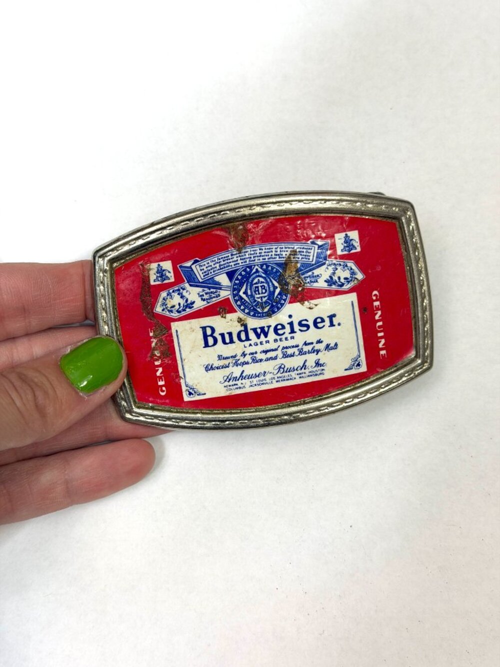 Vintage Budweiser Logo Enamel Western Belt Buckle
